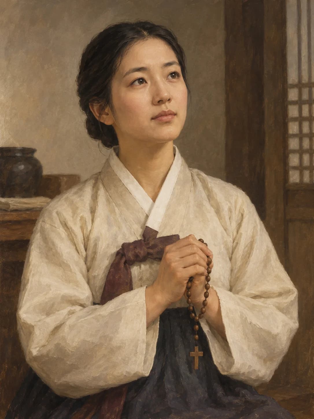 AI-generated artistic interpretation of Saint Barbara Yi Chong-hui