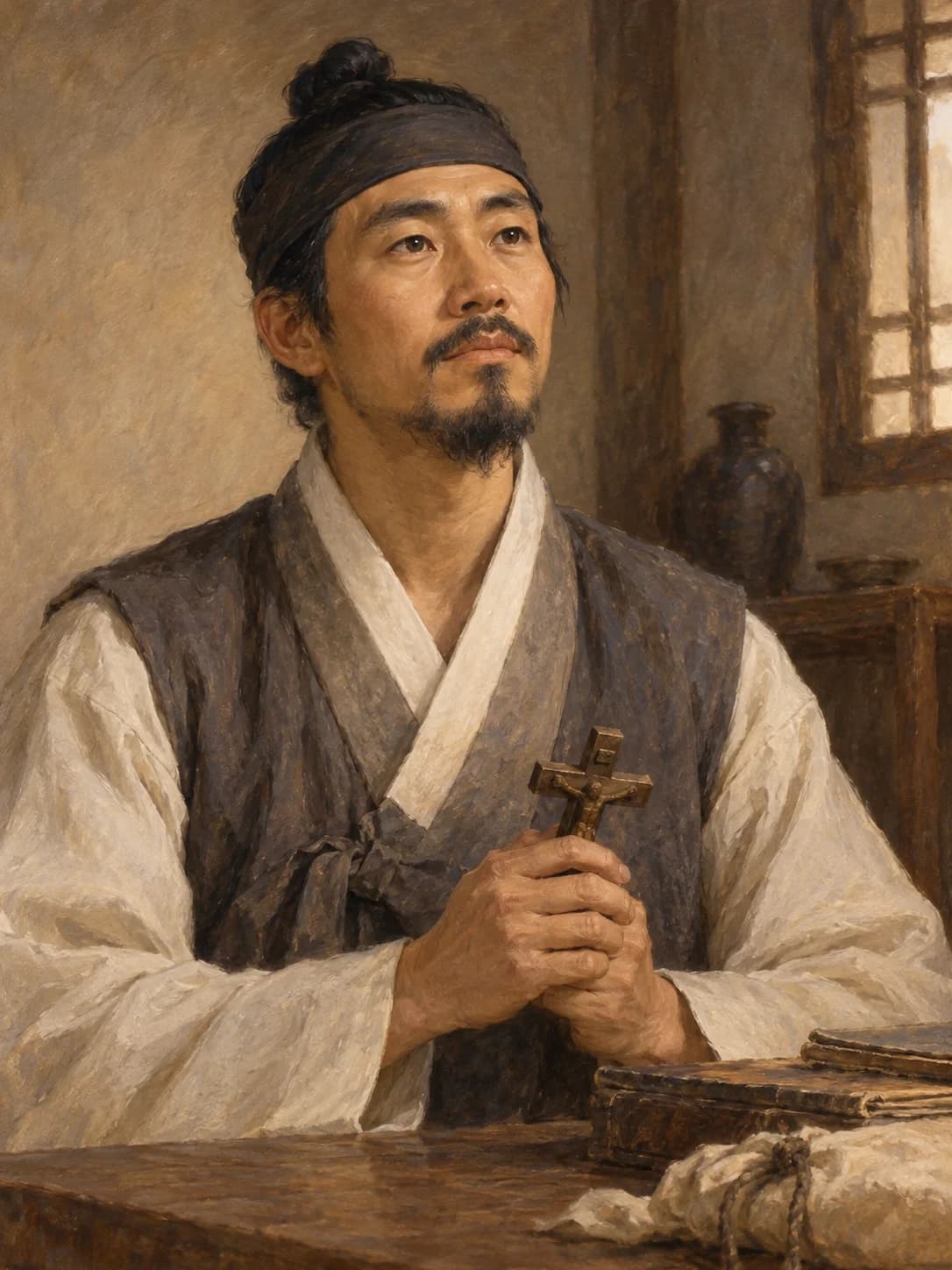 AI-generated artistic interpretation of Saint Damian Nam Myong-hyok