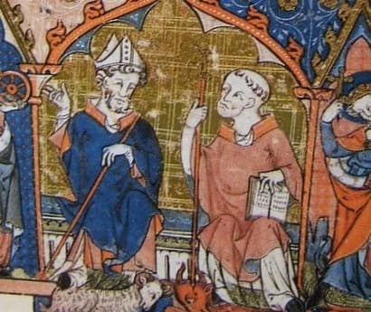 Medieval manuscript illustration associated with Oswald of Worcester and Eadnoth