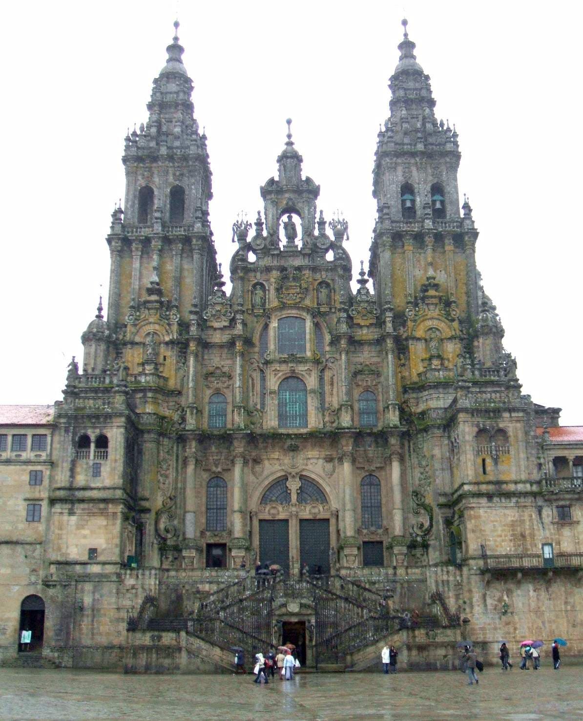Facade of Santiago de Compostela Cathedral, the destination of the Camino pilgrimage