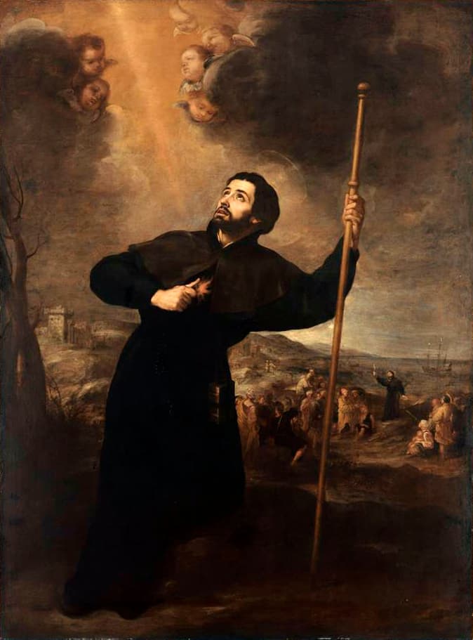 Saint Francis Xavier in a painting by Bartolomé Esteban Murillo, circa 1670