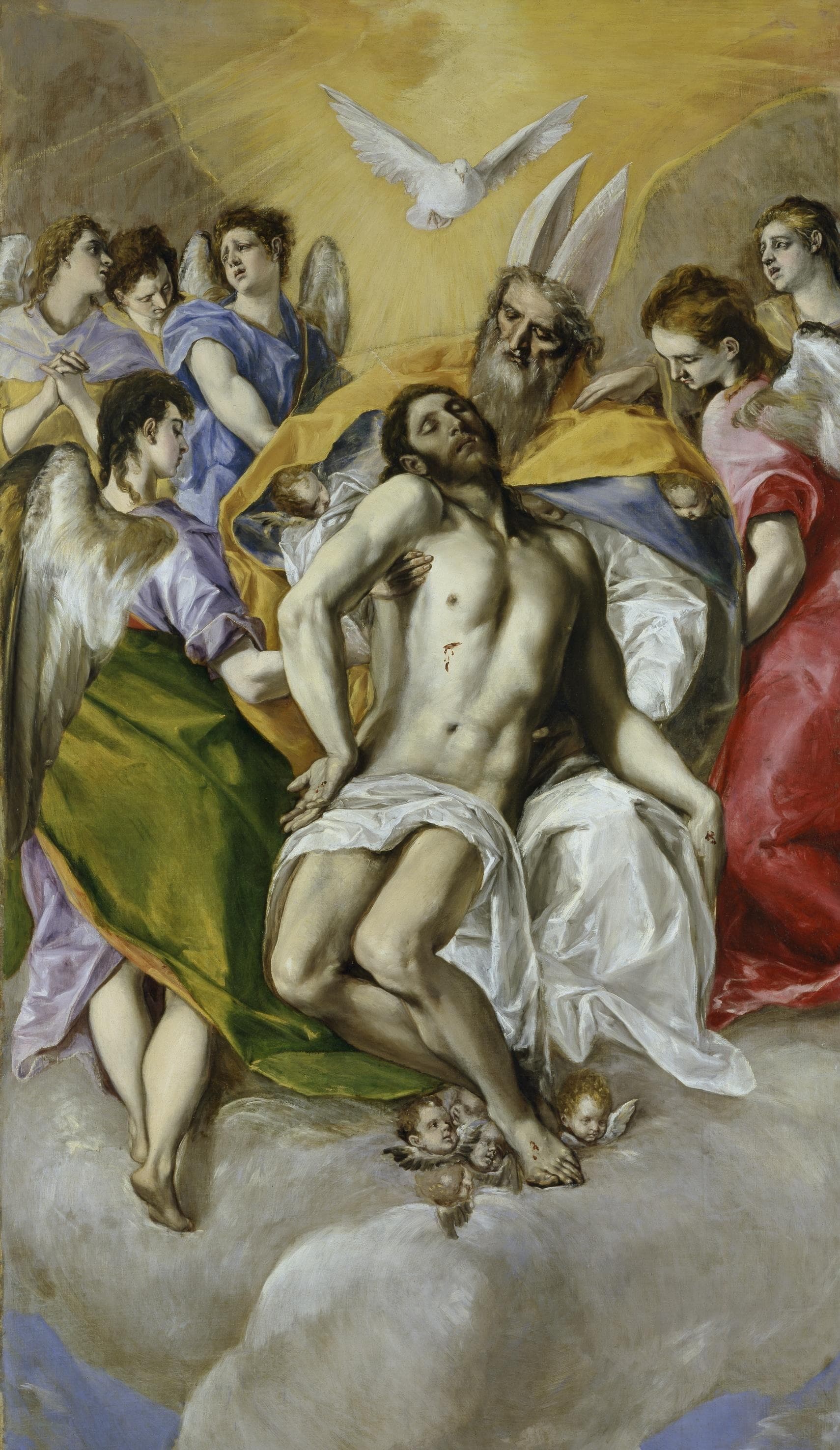 Painting by El Greco showing the Father supporting the body of Christ beneath a dove representing the Holy Spirit