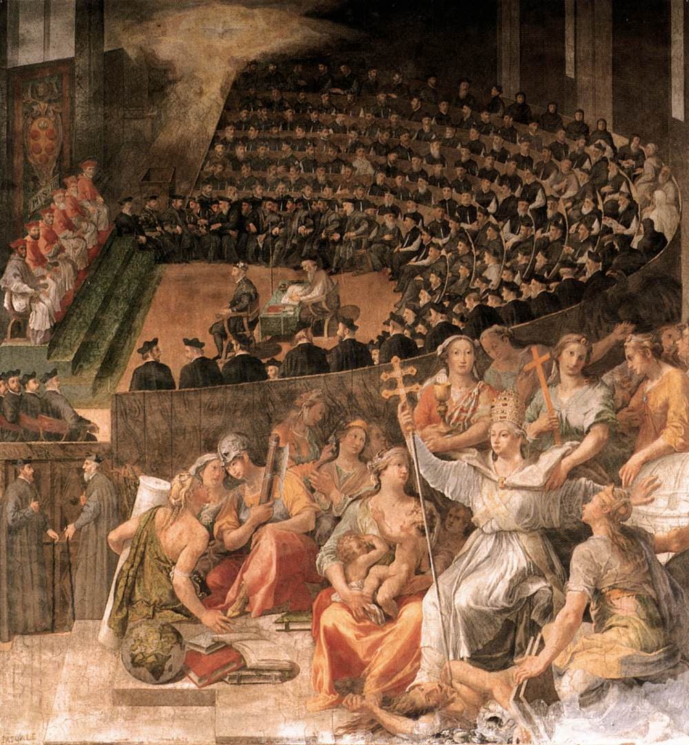 The Council of Trent depicted in a fresco by Pasquale Cati