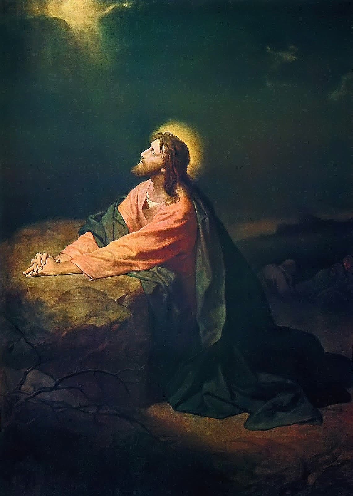 Jesus praying in Christ in Gethsemane by Heinrich Hofmann