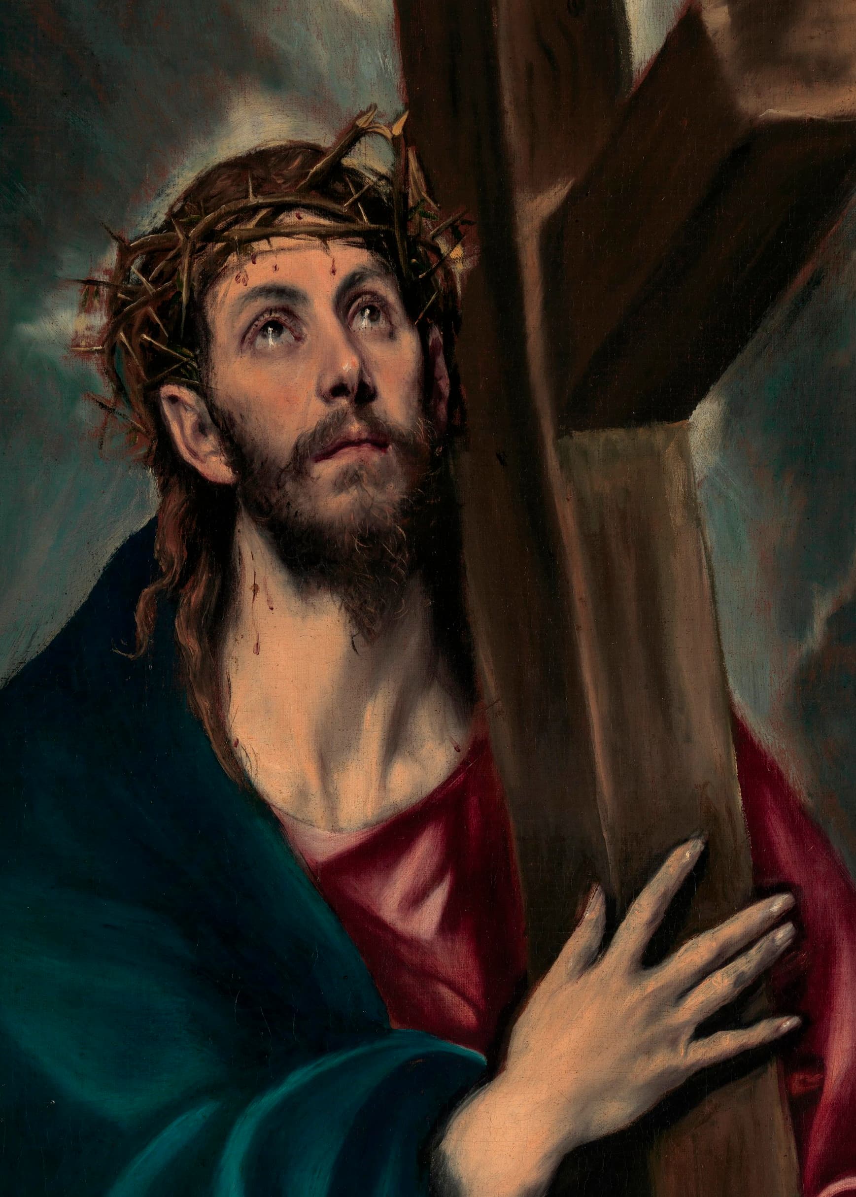 Jesus carrying the cross in a painting by El Greco