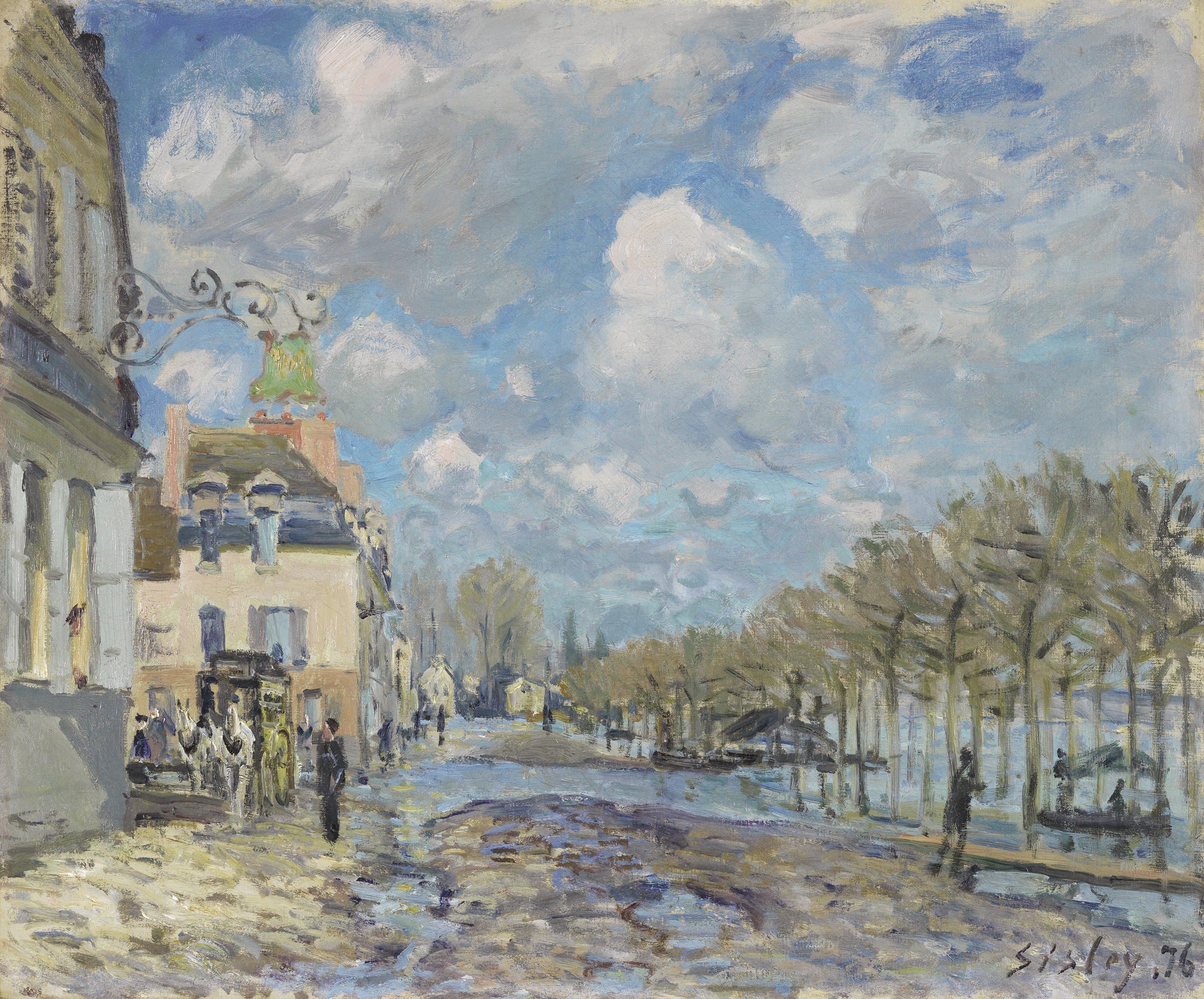 Alfred Sisley's painting of floodwater surrounding buildings at Port-Marly