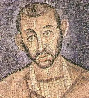 Ambrose of Milan: mosaic portrait of a bearded bishop