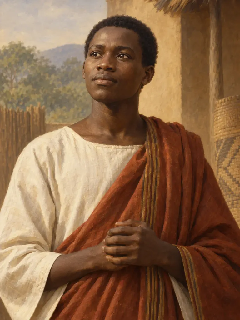 AI-generated illustration of Charles Lwanga; imagined likeness, not a historical portrait