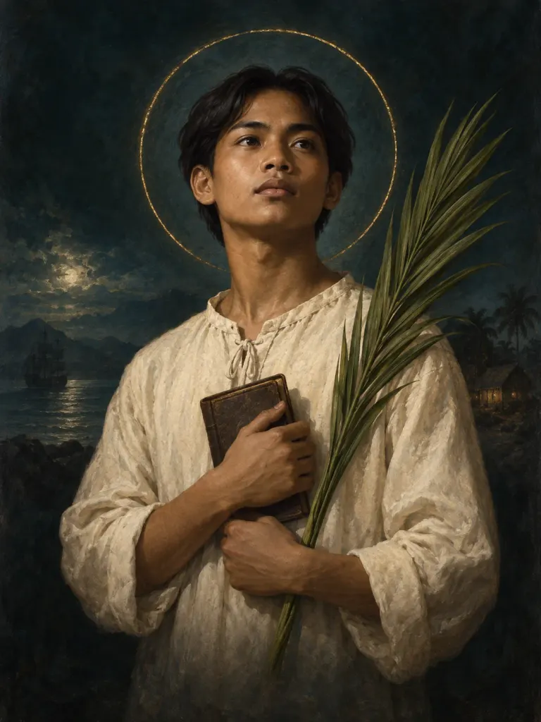 AI-generated illustration of Pedro Calungsod; imagined likeness, not a historical portrait