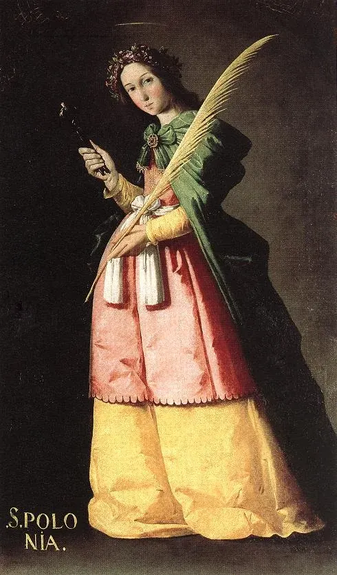 Apollonia of Alexandria: painting of a woman holding a palm branch
