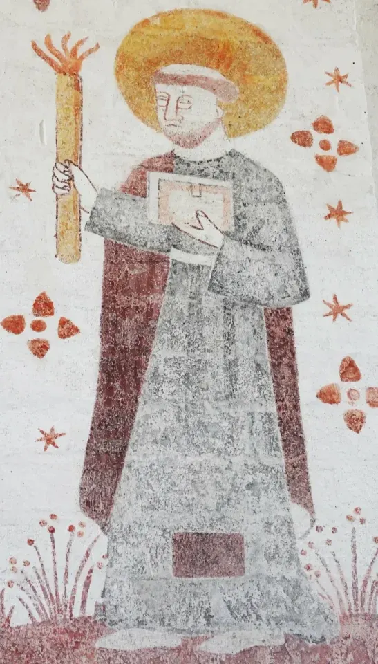 William of Eskil: wall painting of a haloed cleric with one hand raised