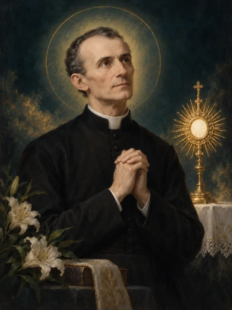 AI-generated illustration of Peter Julian Eymard; imagined likeness, not a historical portrait