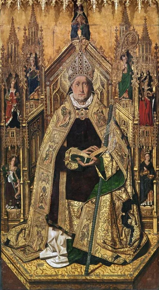 Dominic of Silos: gold-ground painting of an enthroned bishop