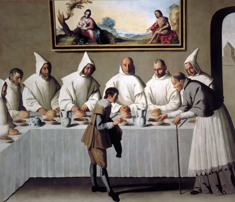 Hugh of Grenoble: painting of monks gathered around a dining table