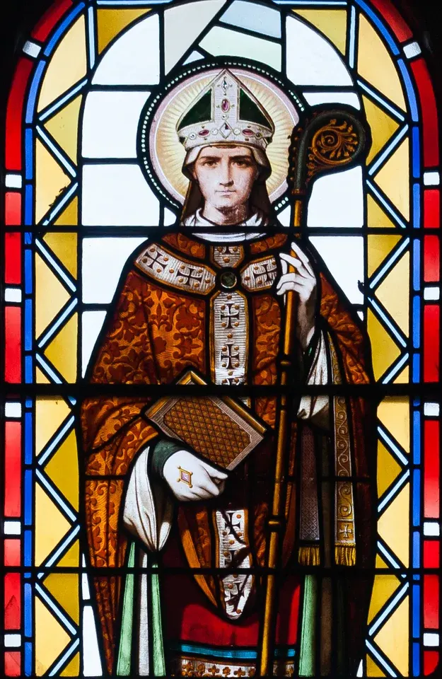 Malachy of Armagh: stained-glass bishop holding a staff