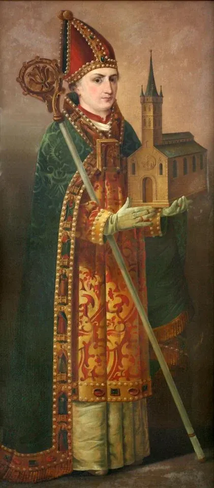 Ansgar: painting of a bishop holding a model church