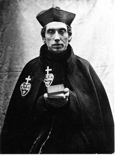 Charles of Mount Argus: black-and-white photograph of a religious priest holding a book and crucifix