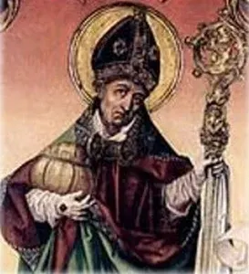 Rupert of Salzburg: illustration of a bishop holding a vessel and staff
