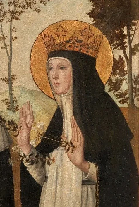 Margaret of Hungary: painting of a crowned nun in a black veil