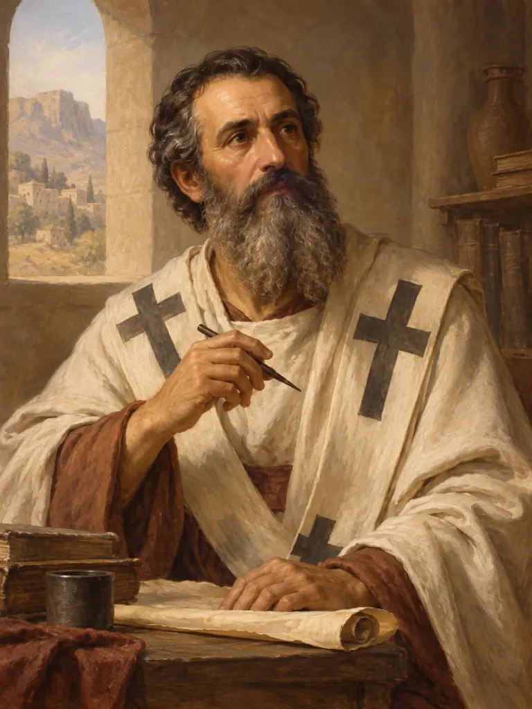 AI-generated illustration of Gregory of Nazianzus; imagined likeness, not a historical portrait