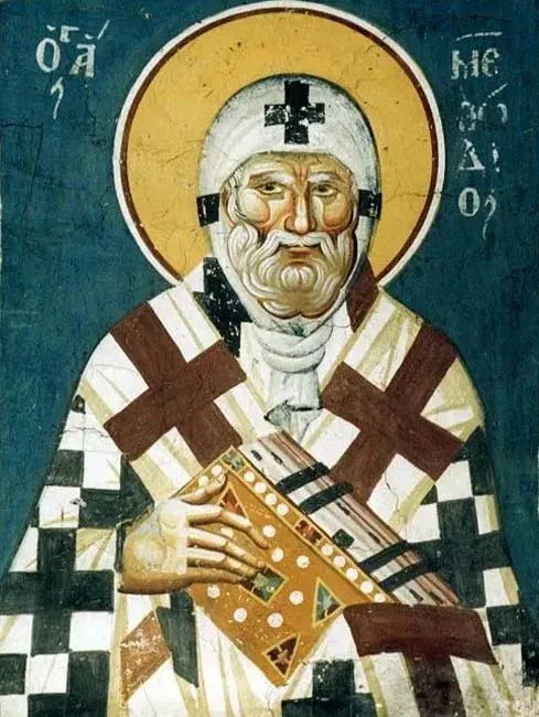 Methodius, Apostle of the Slavs: icon of an elderly bishop holding a decorated book