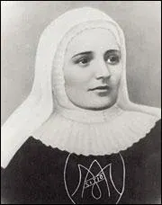 Laura Montoya: black-and-white portrait of a nun in a white veil