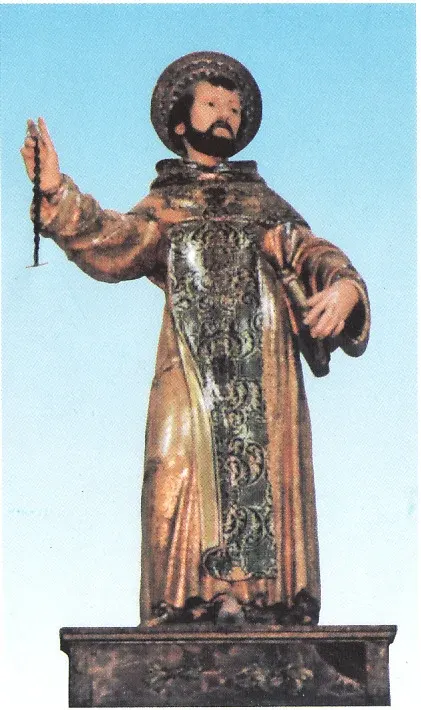 Leonard of Noblac: painted statue of a robed man with one hand raised