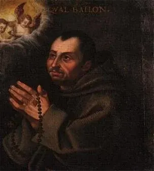 Paschal Baylón: painting of a friar with hands joined in prayer