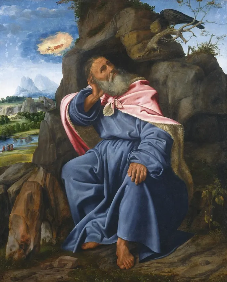 Elijah the Prophet: painting of a bearded man seated beneath a tree