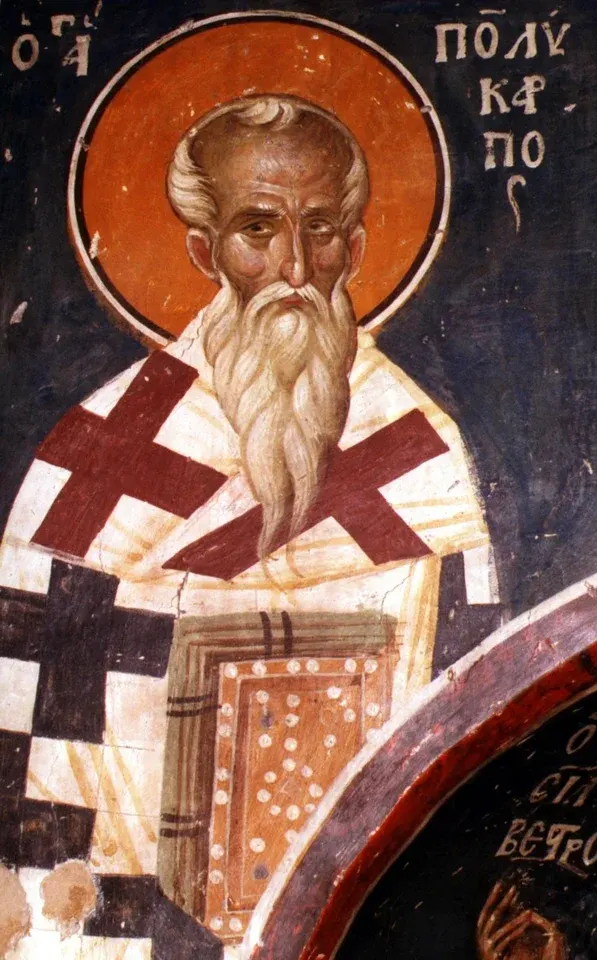 Polycarp of Smyrna: fresco of an elderly bishop holding a decorated book