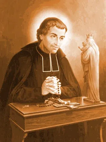 Louis-Marie Grignion de Montfort: painting of a priest praying before a statue of Mary