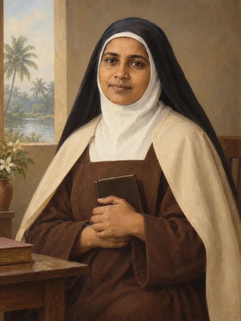 AI-generated illustration of Euphrasia Eluvathingal; imagined likeness, not a historical portrait