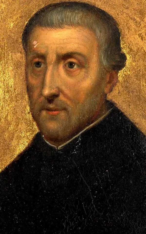 Peter Canisius: painted portrait of a cleric against a gold background