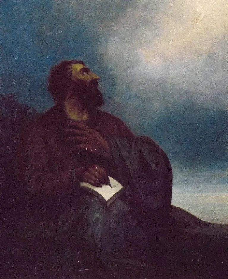 Mesrop Mashtots: painting of a bearded man looking upward toward light
