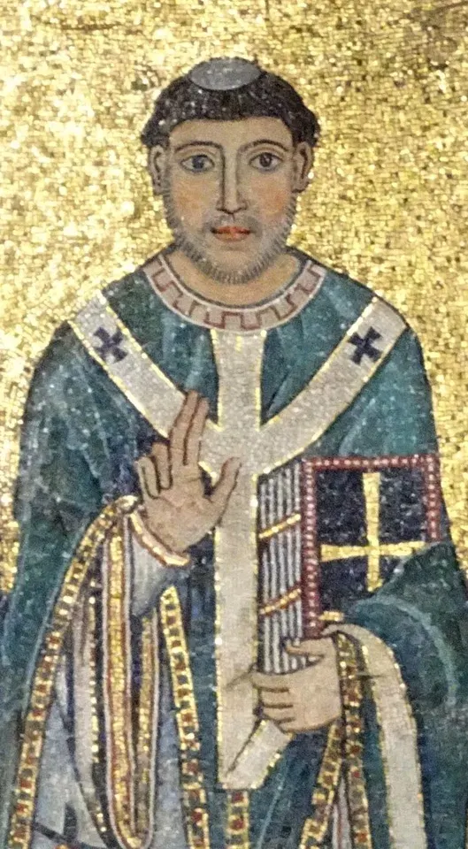 Julius I: gold-ground mosaic of a pope holding a book