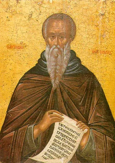 John Climacus: icon of an elderly monk holding a written scroll