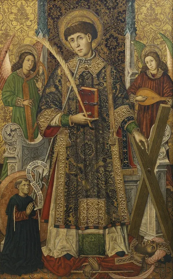 Vincent of Saragossa: gold-ground painting of a deacon flanked by other saints