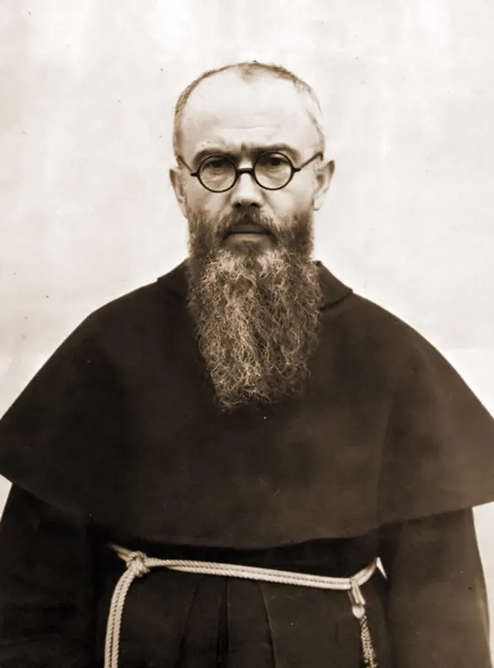 Maximilian Maria Kolbe: sepia photograph of a bearded friar wearing round glasses