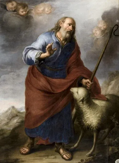 Joachim: painting of a bearded shepherd beside sheep