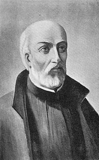 John de Brébeuf: monochrome portrait of a bearded priest