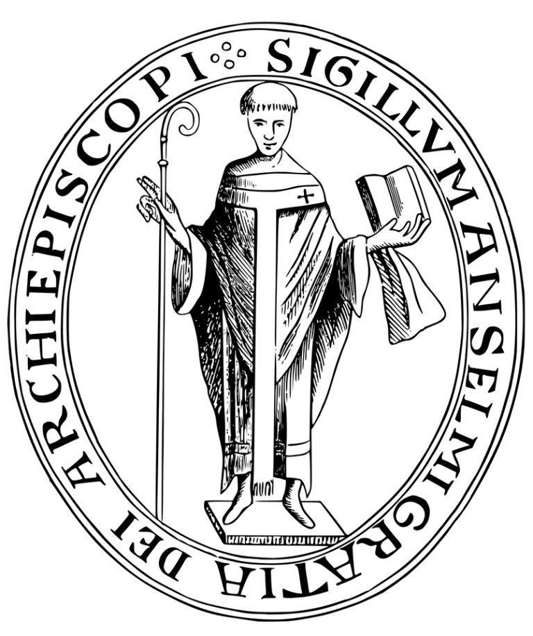 Anselm of Canterbury: circular seal depicting a bishop holding a staff