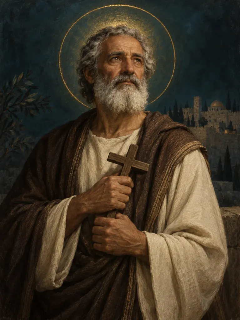 AI-generated illustration of Simeon of Jerusalem; imagined likeness, not a historical portrait