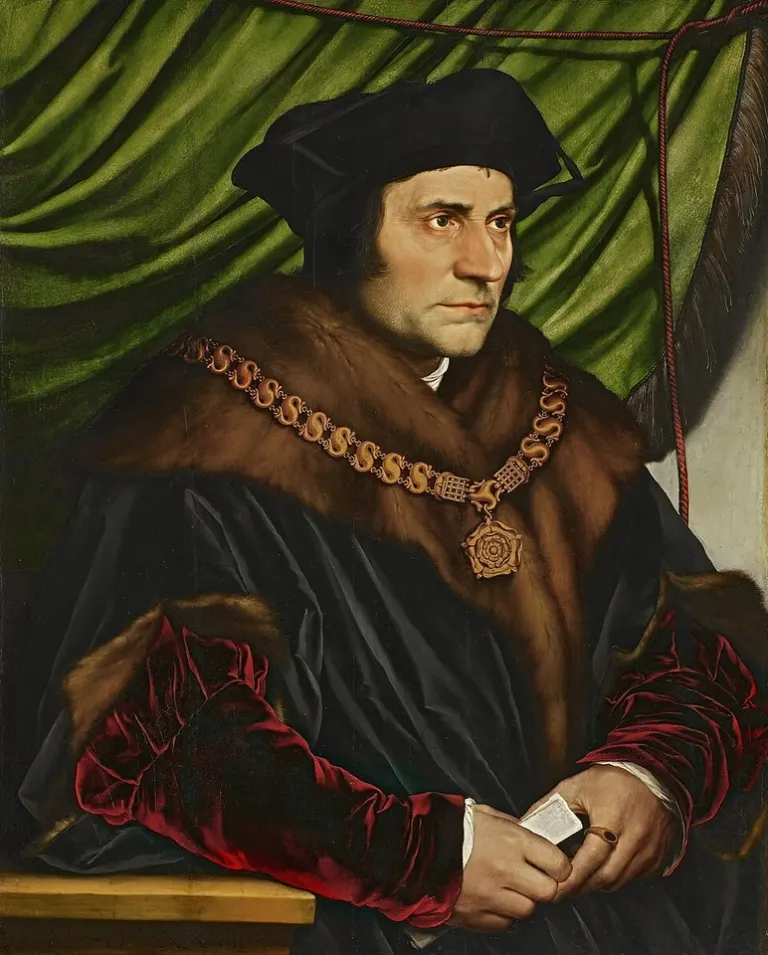 Thomas More: painting of a man in a fur-trimmed robe wearing a gold chain