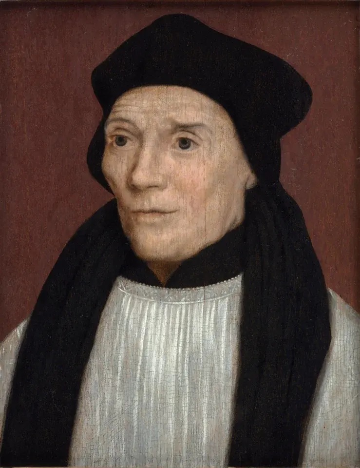 John Fisher: painted portrait of an elderly cleric in a black cap