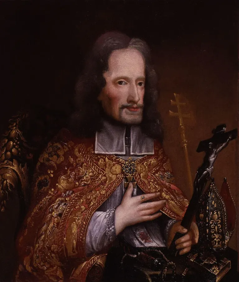 Oliver Plunkett: painting of a bishop in ornate vestments holding a crucifix