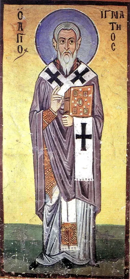Ignatius of Antioch: mosaic of a haloed bishop holding a book